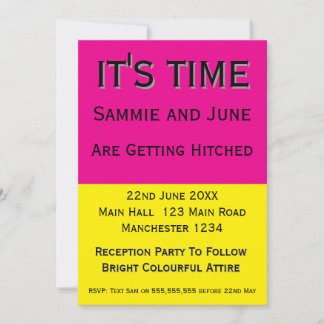 Bright Pink & Yellow Wedding Invitation | Fun
