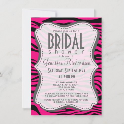 Bright Pink Zebra Animal Print Announcement