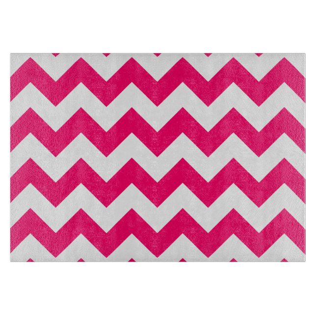Bright Pink Zigzag Pattern Cutting Board (Front)