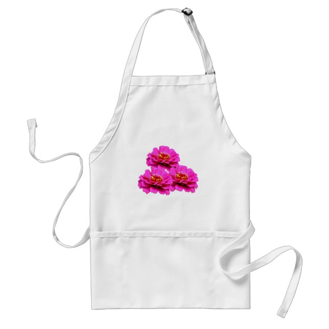 Bright Pink Zinnia Flowers Adult Apron (Front)