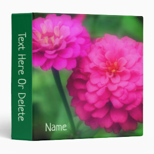 Bright Pink Zinnia Flowers Nature Personalized 3 Ring Binder