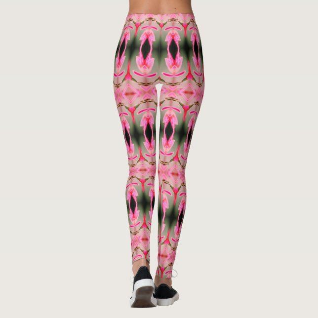 Bright Pinks and Forest Green Ladies Leggings (Back)