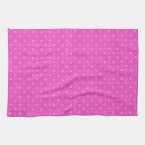 Bright Pinks with Tiny Floral Dots Dish Towel