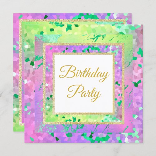 Bright Pixel Marble GOLD BIRTHDAY LAYERED Invitation