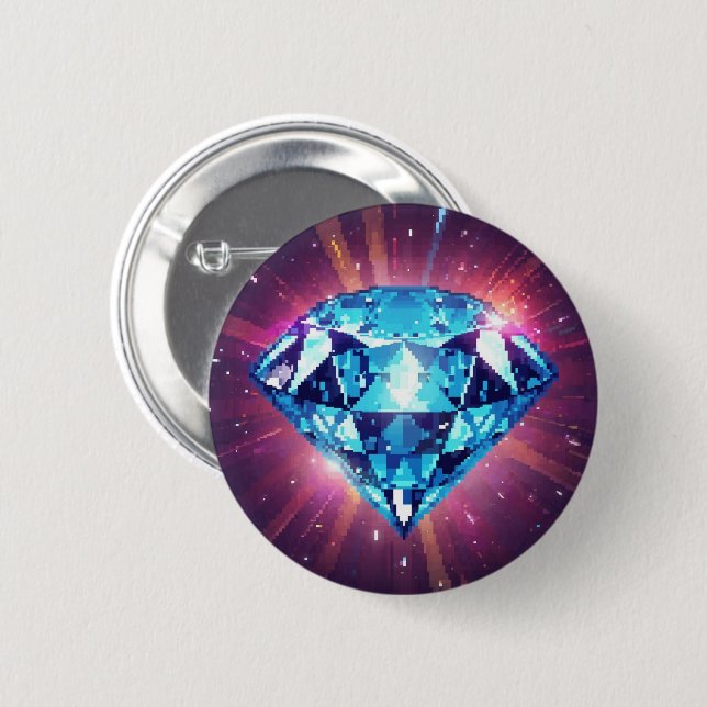 Bright Pixelated Diamond  Button (Front & Back)