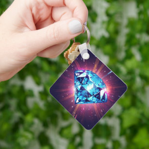Bright Pixelated Diamond  Keychain