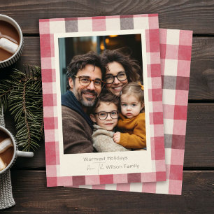 Bright Plaid Cozy Warm Family Photo Holiday Card