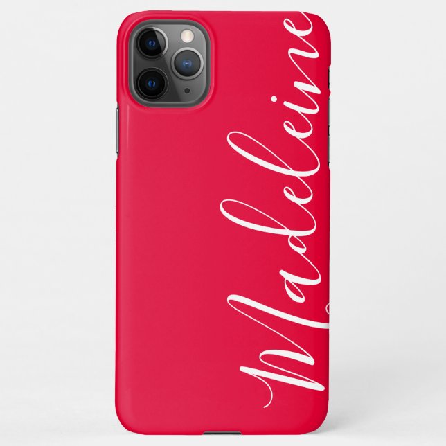 Bright Plain Vibrant Girly Pink Calligraphy Custom iPhone Case (Back)