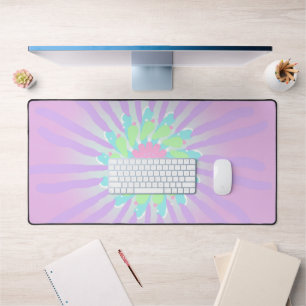 bright playful mandala purple radial symmetry desk mat