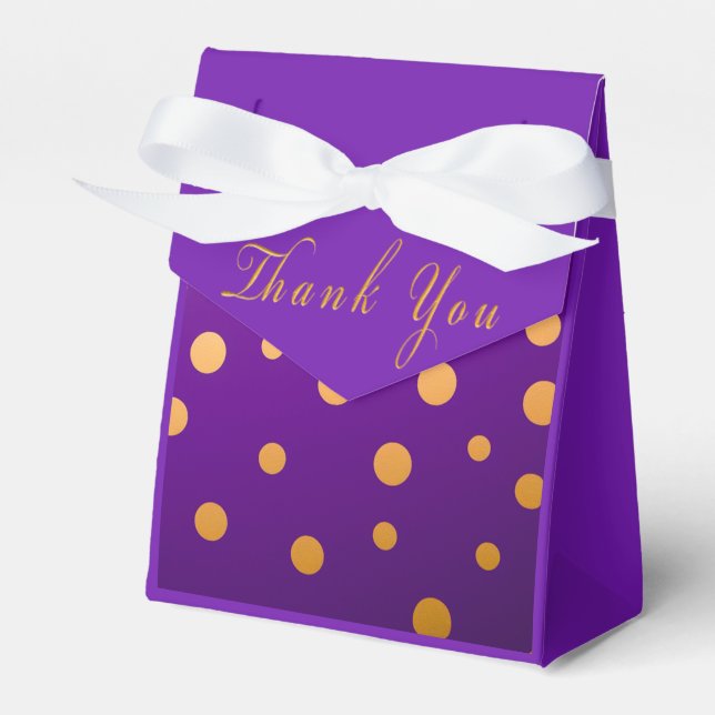 Bright Plum Purple and Gold  Favor Boxes (Front Side)