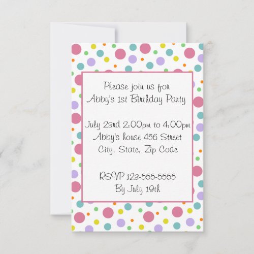 Bright Polka Dot Invitation