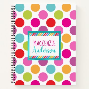 Bright Polka Dot Kids Spiral Notebook by modernmaryella at Zazzle