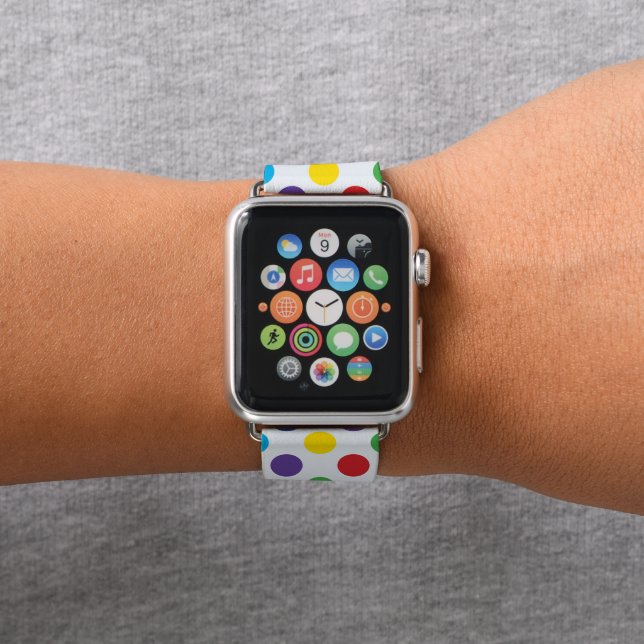 Bright polka dot pattern watch band (In Situ)