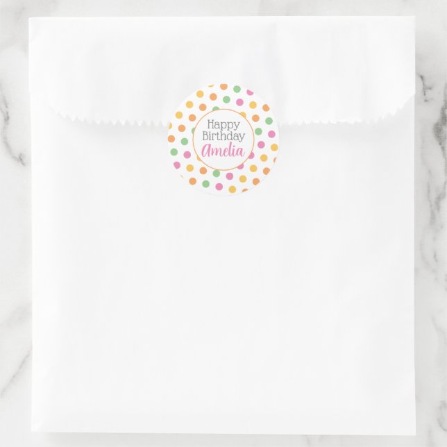 Bright Polka Dots Classic Round Sticker (Bag)