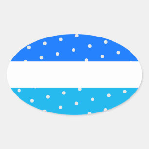 Bright Polka Dotted Two Tone Blue White Stripes Oval Sticker