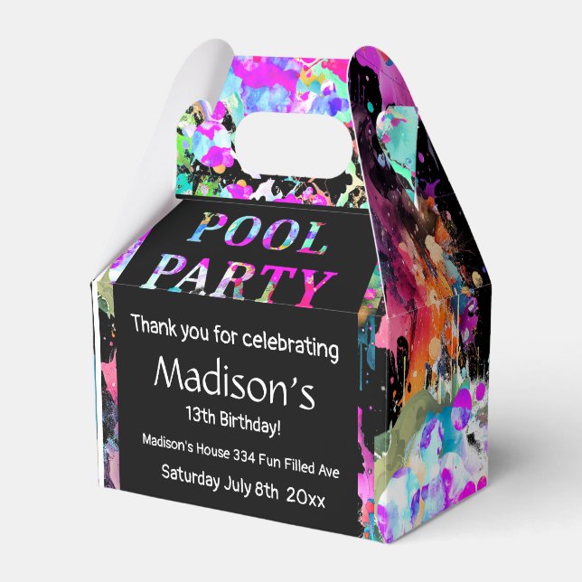 Bright Pool Party Birthday, 13th Birthday Favor Boxes (Front Side)