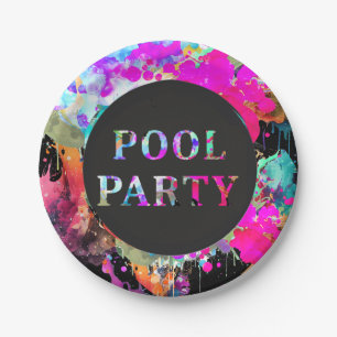 Bright Pool Party Birthday, Any Age, Paper Plates