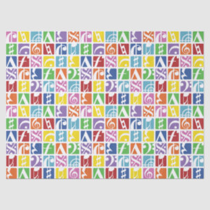 Bright Pop Art Colors Music Symbols Pattern Tissue Paper