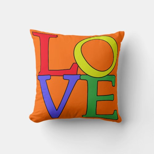 Bright Pop Art LOVE Throw Pillow