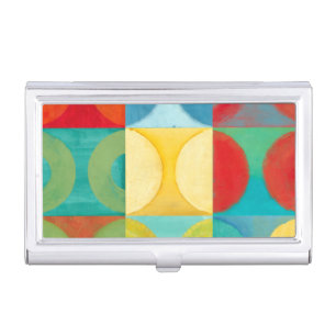 Bright Pop Art with Circles and Squares Business Card Case
