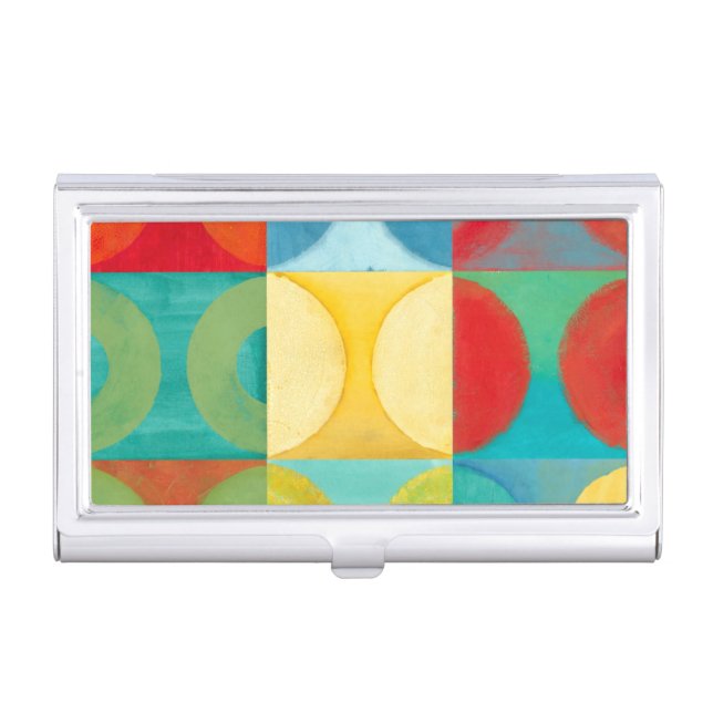 Bright Pop Art with Circles and Squares Business Card Case (Front)