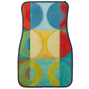 Bright Pop Art with Circles and Squares Car Mat
