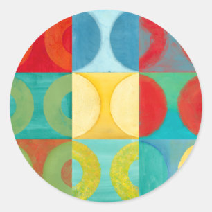 Bright Pop Art with Circles and Squares Classic Round Sticker