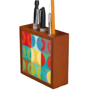 Bright Pop Art with Circles and Squares Desk Organizer