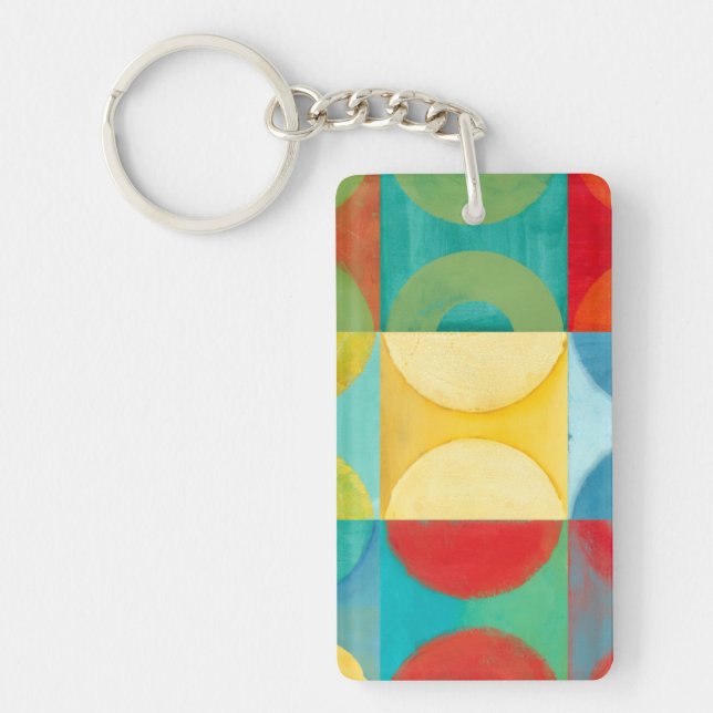 Bright Pop Art with Circles and Squares Keychain (Front)