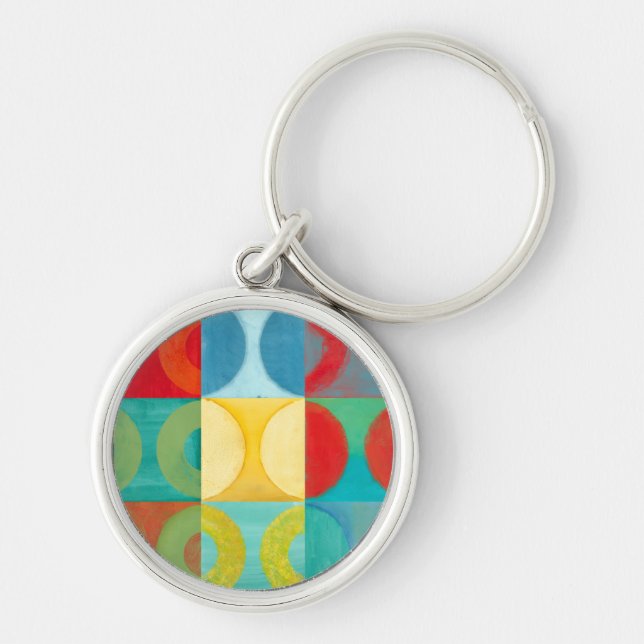 Bright Pop Art with Circles and Squares Keychain (Front)