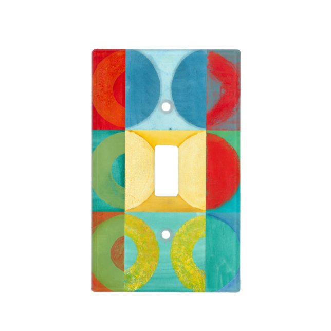 Bright Pop Art with Circles and Squares Light Switch Cover (Front)