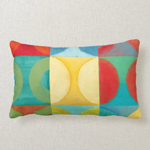 Bright Pop Art with Circles and Squares Lumbar Pillow