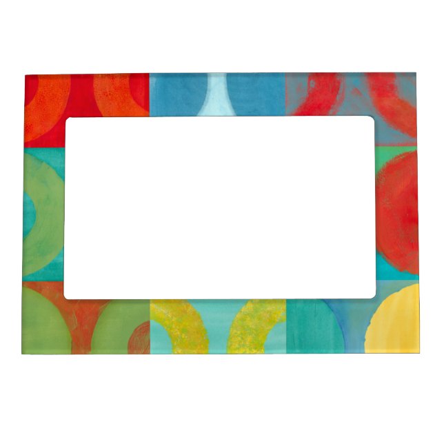 Bright Pop Art with Circles and Squares Magnetic Photo Frame (Front)