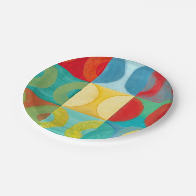 Bright Pop Art with Circles and Squares Paper Plates (Angled)