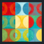 Bright Pop Art with Circles and Squares Poster<br><div class="desc">Fluorescent is not just for lights anymore as proven by this wonderfully bright pop art piece. This print is a mash of square grids with colored circles inside. If you love abstract art you'll love this print!</div>