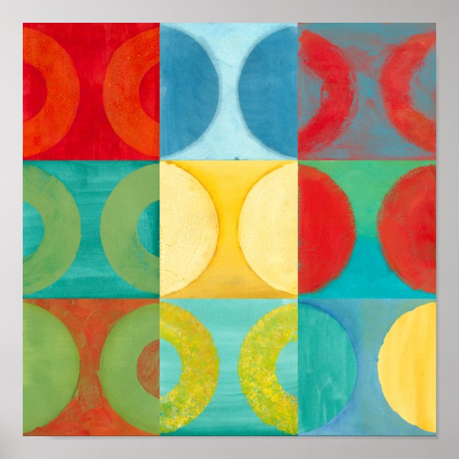Bright Pop Art with Circles and Squares Poster (Front)