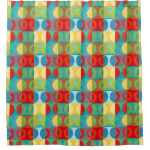 Bright Pop Art with Circles and Squares Shower Curtain
