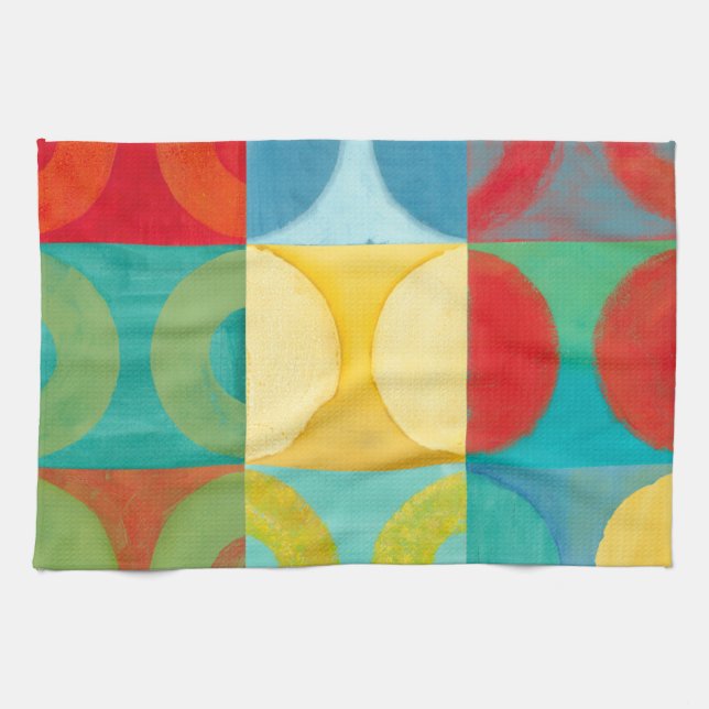 Bright Pop Art with Circles and Squares Towel (Horizontal)