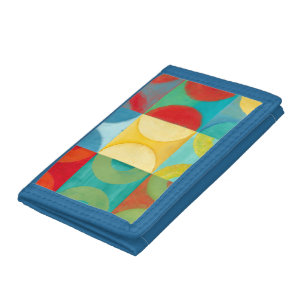 Bright Pop Art with Circles and Squares Tri-fold Wallet