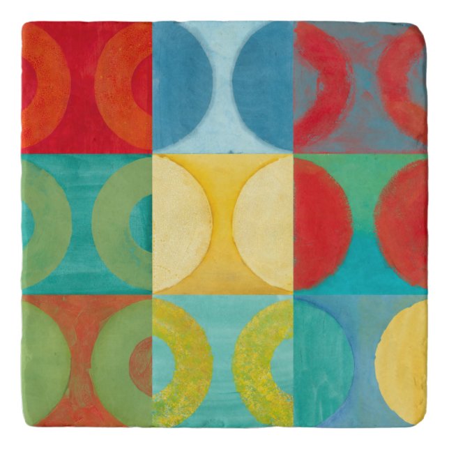 Bright Pop Art with Circles and Squares Trivet (Front)