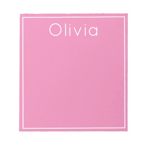 Bright Pop of Color Personalized Notepad Pink Notepad