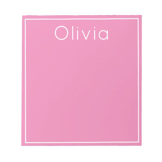 Bright Pop of Color Personalized Notepad, Pink Notepad (Front)