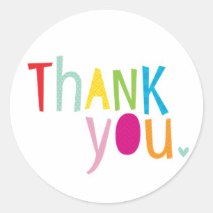 BRIGHT POP TYPE CIRCLE modern typography thank you Classic Round Sticker