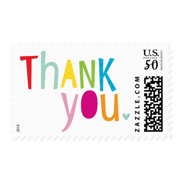 BRIGHT POP TYPE Modern Typography Bold Thank You Postage