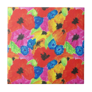 Bright Poppies and Cornflowers Ceramic Tile