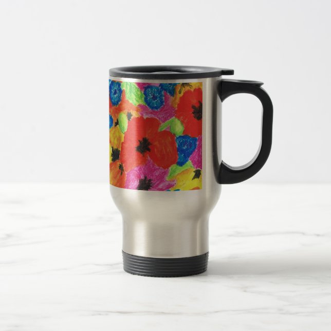 Bright Poppies and Cornflowers Travel Mug (Right)