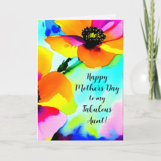 Bright Poppies Blue Sky Aunt Custom Mother's Day Card