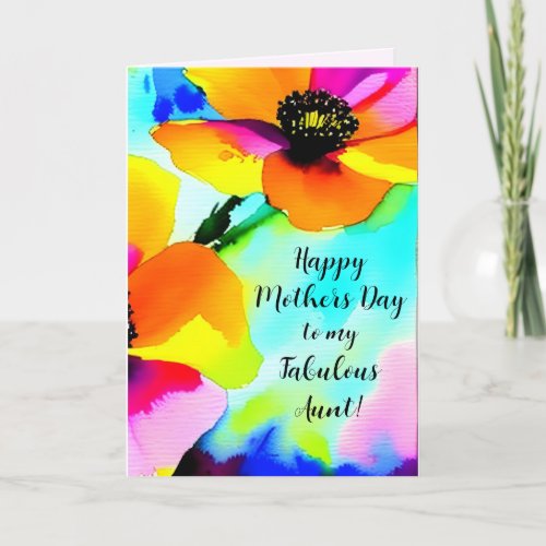 Bright Poppies Blue Sky Aunt Custom Mothers Day Card