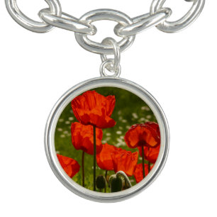 Bright Poppies Close Up Photo Bracelet