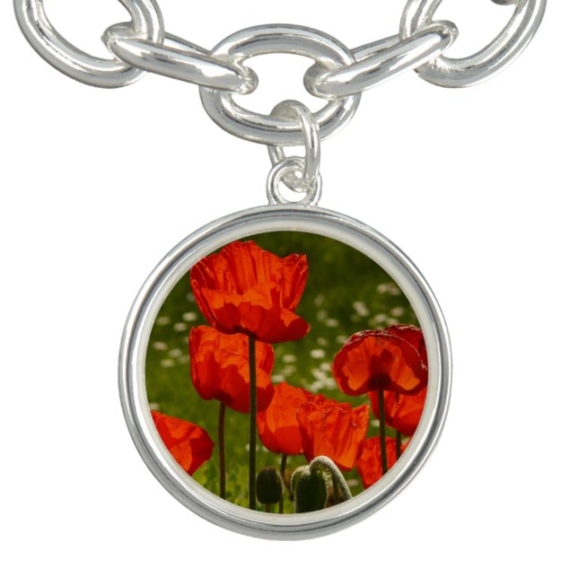 Bright Poppies Close Up Photo Bracelet (Design)